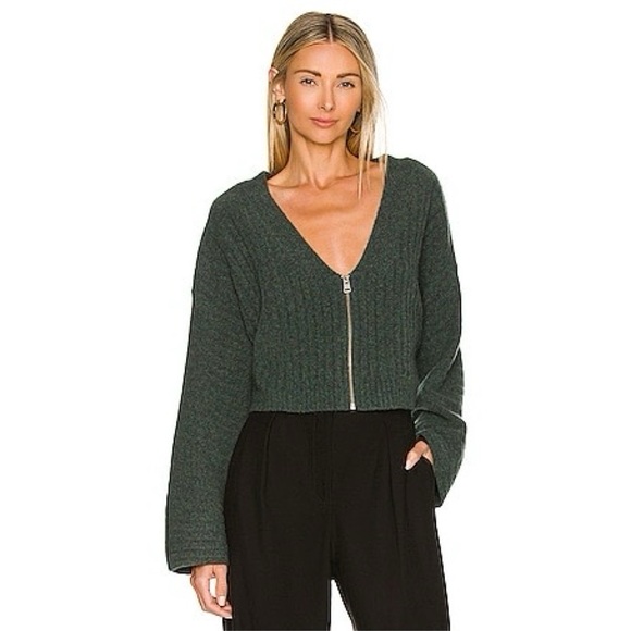 All Saints Sweaters - ALL SAINTS Enya Cardigan in Moss Green Sweater Zip Up Large Wool Blend